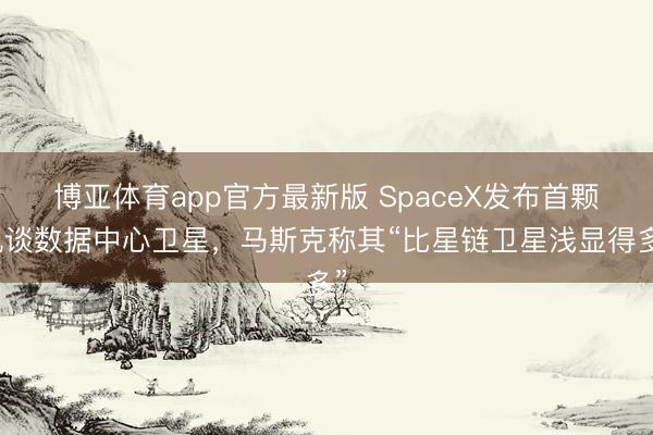 博亚体育app官方最新版 SpaceX发布首颗轨谈数据中心卫星，马斯克称其“比星链卫星浅显得多”