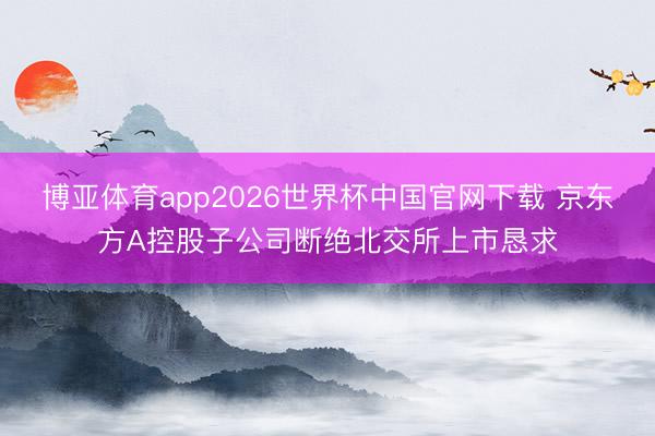 博亚体育app2026世界杯中国官网下载 京东方A控股子公司断绝北交所上市恳求