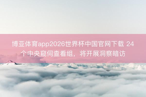 博亚体育app2026世界杯中国官网下载 24个中央窥伺查看组，将开展洞察暗访