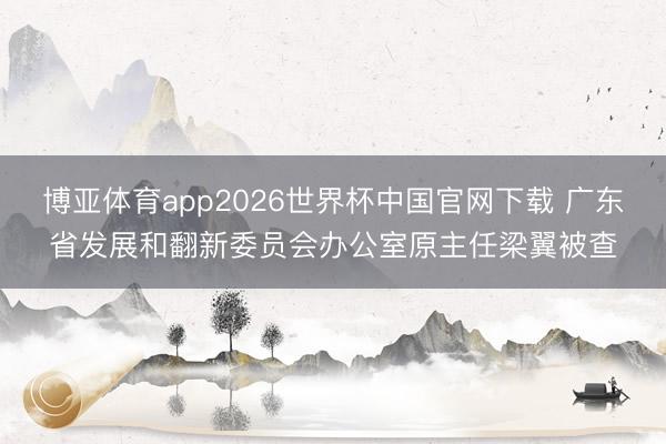 博亚体育app2026世界杯中国官网下载 广东省发展和翻新委员会办公室原主任梁翼被查