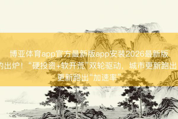 博亚体育app官方最新版app安装2026最新版 重磅商酌出炉！“硬投资+软开荒”双轮驱动，城市更新跑出“加速率”
