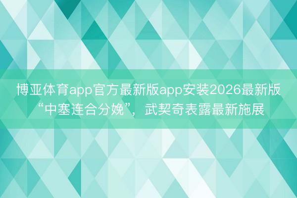 博亚体育app官方最新版app安装2026最新版 “中塞连合分娩”，武契奇表露最新施展