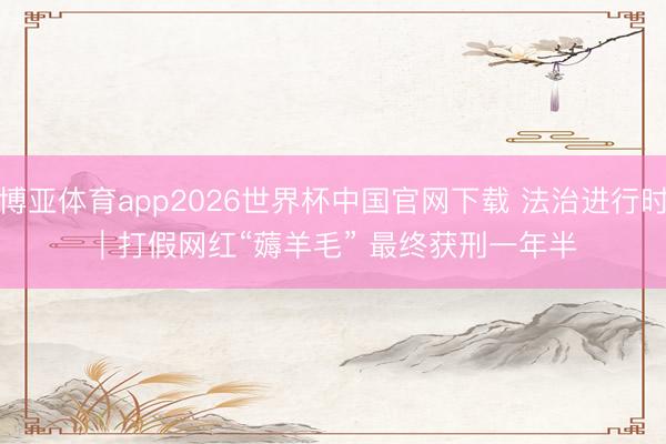 博亚体育app2026世界杯中国官网下载 法治进行时｜打假网红“薅羊毛” 最终获刑一年半