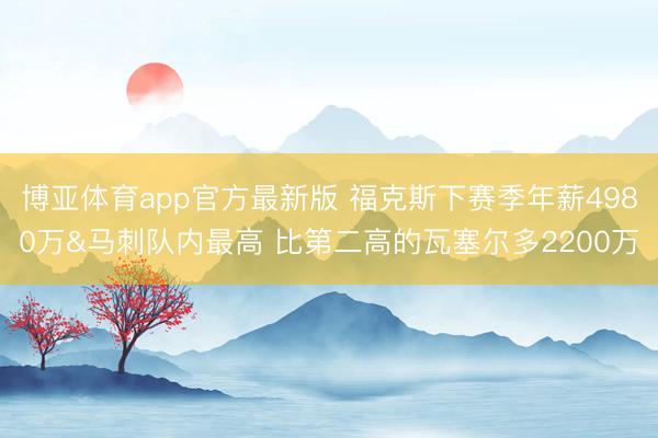 博亚体育app官方最新版 福克斯下赛季年薪4980万&马刺队内最高 比第二高的瓦塞尔多2200万
